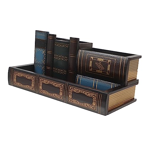 Pot de rangement bureau bois rétro Uonlytech pour intérieur cosy