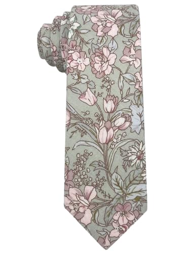 Image of Kebocis Mens Skinny Cotton Floral Tie for Men