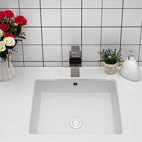 Logmey 20"X14" Undermount Vessel Sink Pure White Rectrangle Porcelain Ceramic Lavatory Vanity Bathroom Sink #TOP1