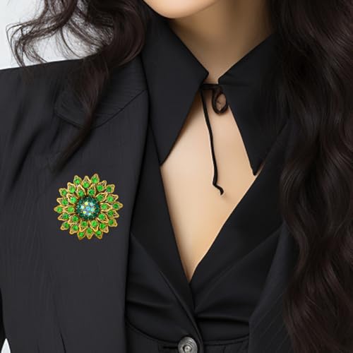 Image of Large Crystal Flower Brooch Pin for Women Red purple pink green Rhinestone Flower Lapel Pin Wedding Party Birthday Dance Banquet Dress Suit Ceremony Clothes Hat Bag Accessories Jewelry