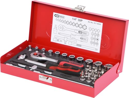 KS Tools 917.4030 1/4 Steckschlüssel-Satz, 30-tlg., Matt Satiniert