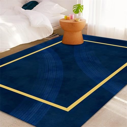 Teppiche Wohnzimmer Blau Streifen Geometrisch Abstrakt Modern Outdoor-Teppich 50X80CM Teppich...