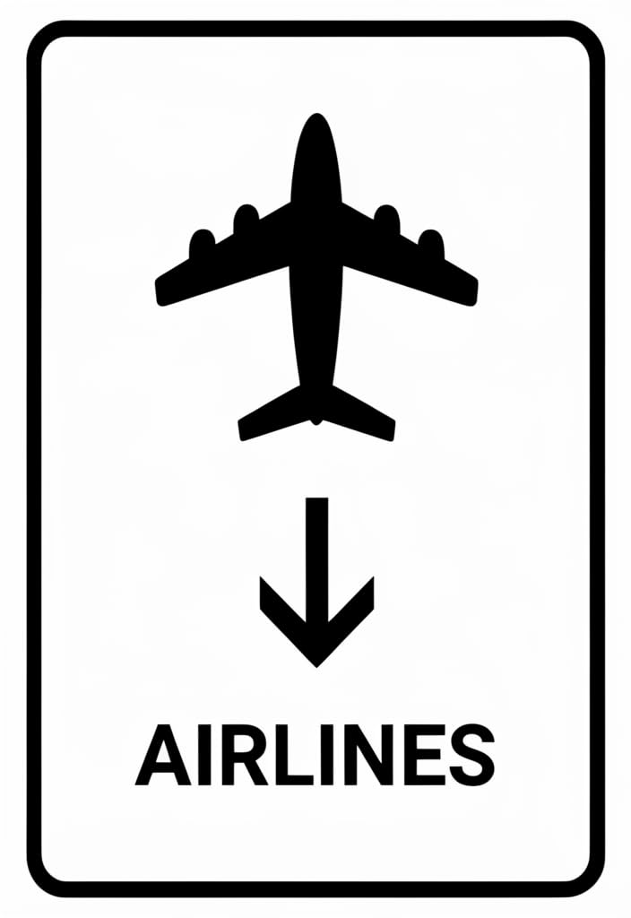 peiyeety Airlines Tin Sign 12x8 Inch Metal Wall Decor, Black & White Airplane Arrow Graphic Poster Plaque, Retro Aviation-Themed Sign for Home Office Garage Man Cave Travel Gift
