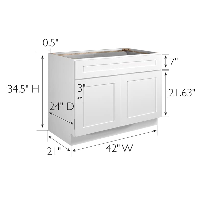 Image of Design House Brookings Kitchen Sink Base Cabinet, 42 inch, White | Floor Mount, Contemporary /Modern, Wood, Kitchen, 561506