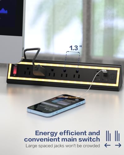 Bornier d'ordinateur multiprise de bureau avec charge rapide 40W et 5 sorties AC - 6