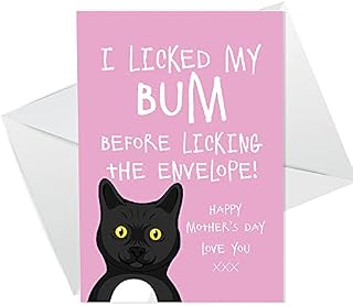 Funny Mothers Day Card From The Cat Pet Animal Cat Bum Rude Funny Joke Card