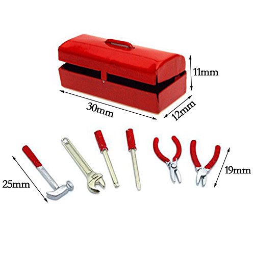 Que-T Mini Hammer Wrench Screwdriver Tools Box 1:10 Accessories Car Truck Decor Parts