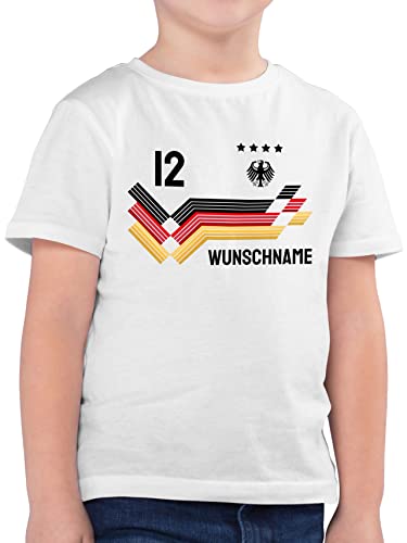 Kinder T-Shirt Jungen - 2026 Fussball WM Fanartikel - Trikot mit anpassbarem Namen und Trikotnummer - 104 (3/4 Jahre) - Weiß - Tshirt 8 Jahre fußball em 2024 t Shirt fußball. German Shirts