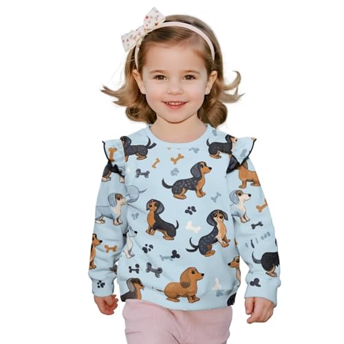 Long Sleeve Shirts for Toddler Girls Fall Clothes Ruffle Sweatshirts Crewneck Pullover Active Tops 1-8 Years