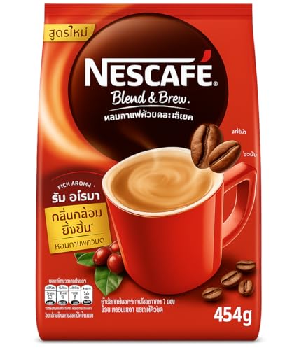 Image of NESCAFE Blend & Brew Rich Aroma Instant Coffee 27 Sticks 454g Bag By COUGAR | 3-in-1 Coffee Mix with Milk & Sugar | Smooth & Creamy Taste | Single Serve Sticks | Perfect for Home, Office, Travel & Gifting | (Imported-THAI)