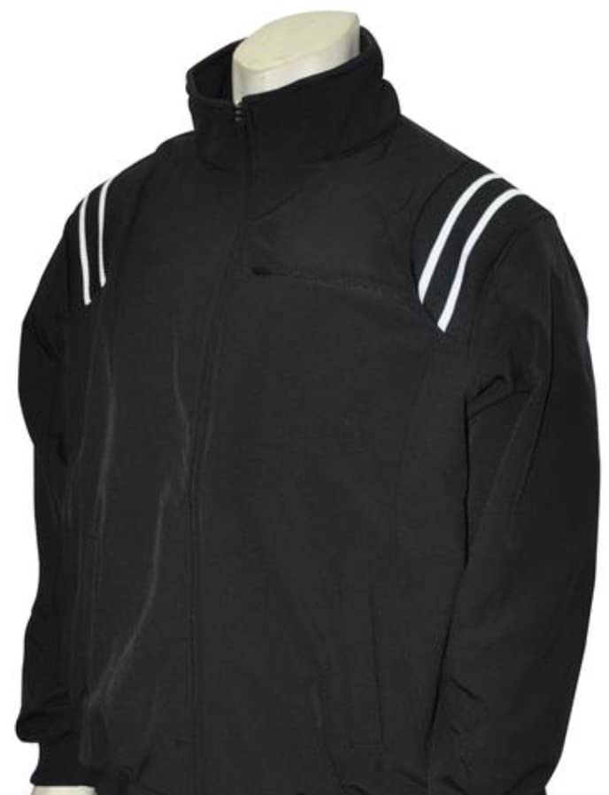 Smitty | BBS-330 | Big League Jacket | All Weather Baseball Umpire Jacket Full Zip | Fleece Lined | Baseball | Umpires Choice (Large, Black W/Black, White Trim)