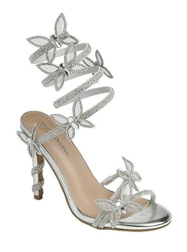 Image of Forever Link Women Rhinestone Butterfly Wrap up Stiletto Heel Sandals