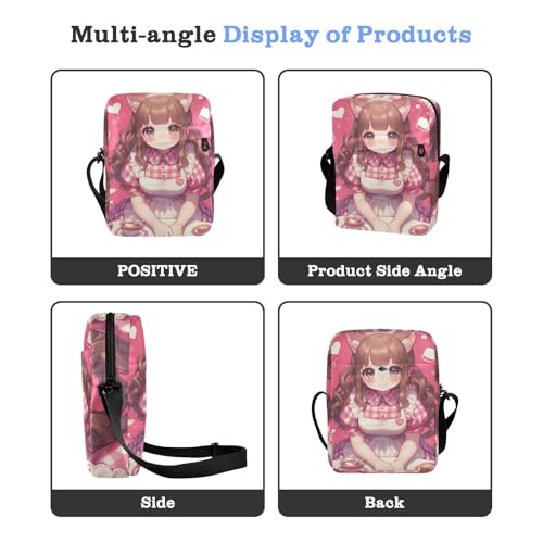 Cute Peach cute Anime Girl messenger bag for men Crossbody Small Bag For Women Women's Purses Adjustable Strap for School Travel4
