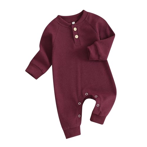 Image of Kuriozud Newborn Infant Unisex Baby Boy Girl Clothes Button Romper Jumpsuit Basic One Piece Outfits