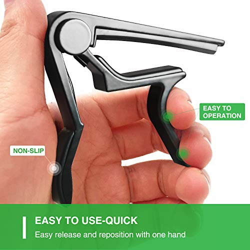 Image of SIIWOO Guitar Capo, 6-String Acoustic & Electric Guitar Capo, Black Silicone Rubber Capo for Acoustic Guitar, Bass Guitar, Electric Guitar, Ukulele, Banjo, Mandolin
