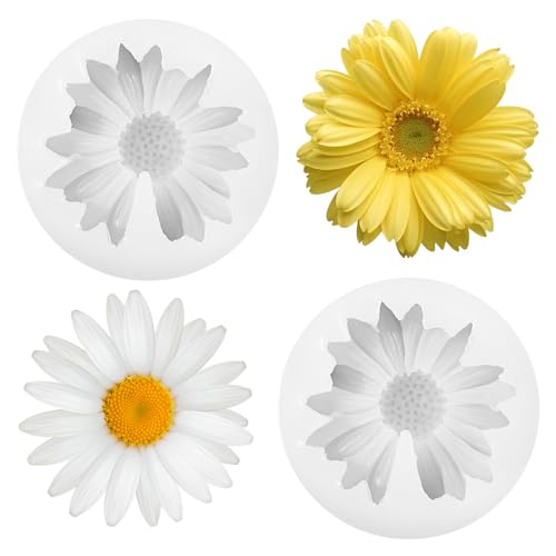 Ymapinc 2 moldes de silicona de margaritas, manualidades para hacer velas 3D, velas de mantequilla, arcilla de resina, moldes únicos para decoración del hogar (blanco transparente)