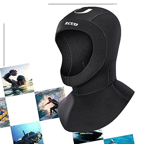 clhjinruoliu 3MM Neoprene Black Diving Hood Warm Stretch Swimming Cap Adult Wetsuit Helmet for Swimmer Snorkeling Kayak Bodyboard Surfing,XXL