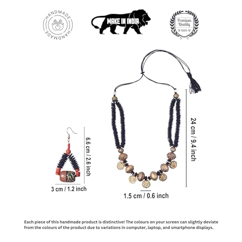 Image of AAKRITI ART CREATIONS Handcrafted Women's Jewelry Set - Elegant Ethnic Necklace and Earrings, Statement Fashion Accessories for Parties & Festivals
