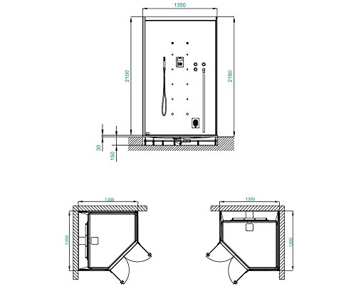 Hoesch Sensesation Dampfbad mit 5- Eck Duschwanne 135 x 135 Dampfdusche-6