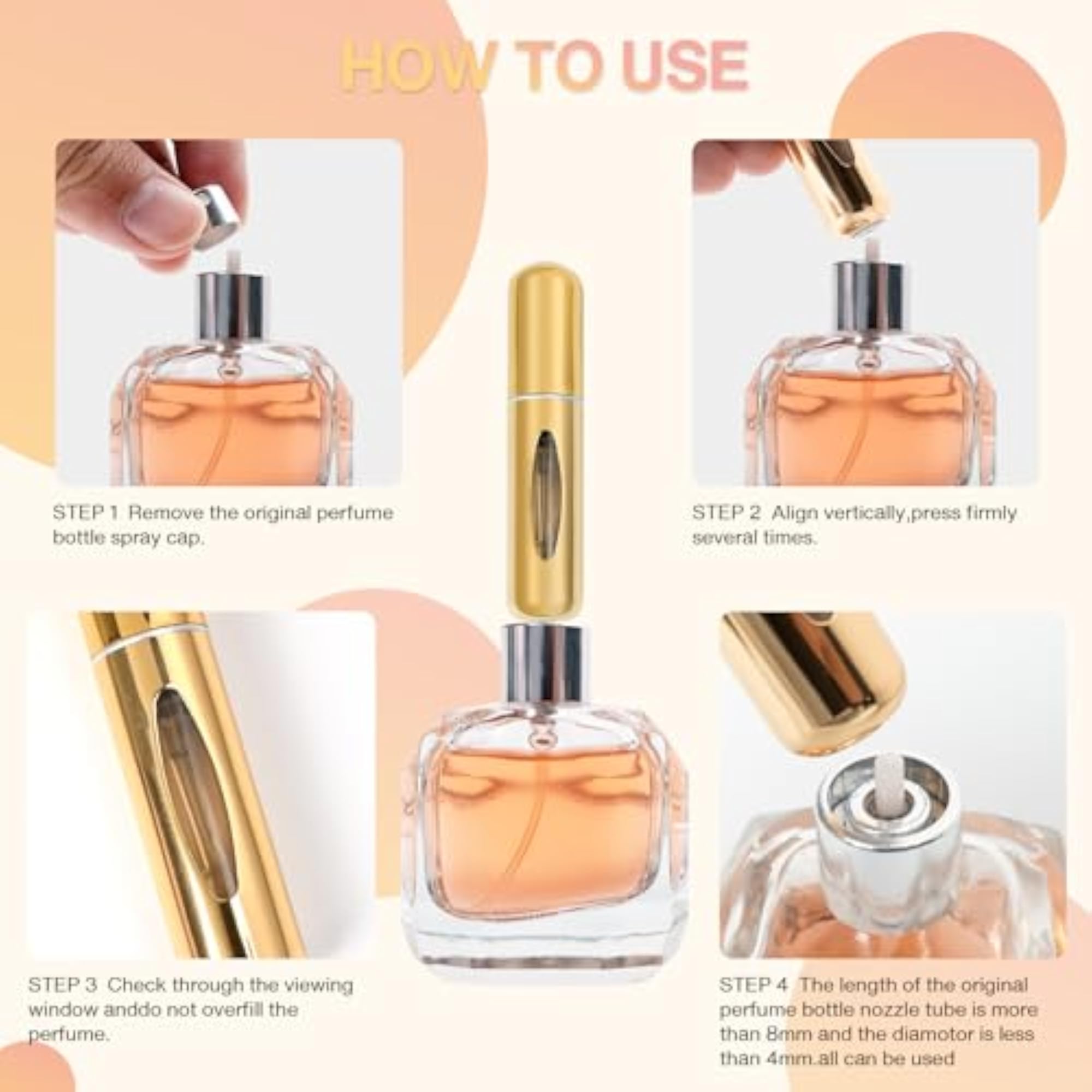 4 Pack Mini Refillable Perfume Spray Bottle 5ml