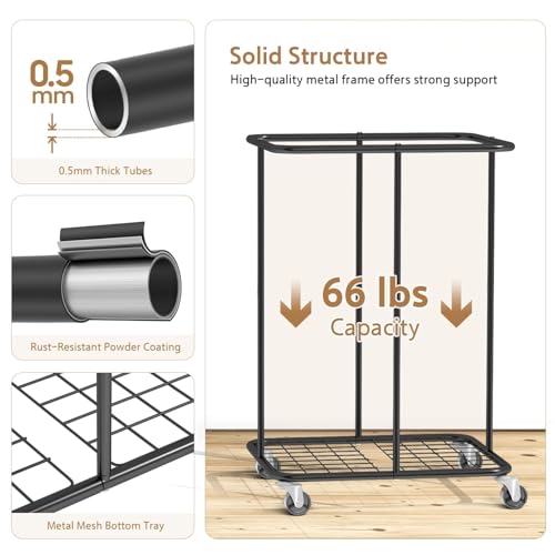 150L Large Laundry Hamper with Lid, Rolling Laundry Basket with Wheels, Oxford Fabric Dirty Clothes Hampers with Removable Laundry Bag & Metal Frame for Bedroom, Laundry Room, Bathroom, Dorm(Black) - Image 5