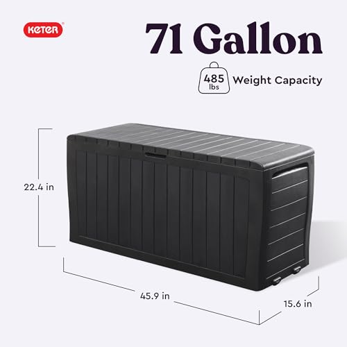 Keter Marvel Plus 71 Gallon Resin Deck Box-Organization and Storage for Patio Storage Box Outdoor Cushions, Throw Pillows, Garden Tools and Pool Accessories, Dark Grey by Keter - Image 2