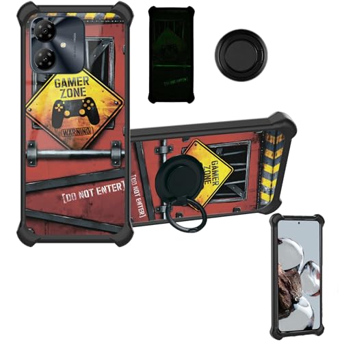 Aroepurt Case Compatible for Mobicel P11 Plus Phone Case Cover [with 1* Tempered Glass Screen Protector][Hard PC + Soft Silicone][Ring Support] [Luminous Effect] YGH-JGP
