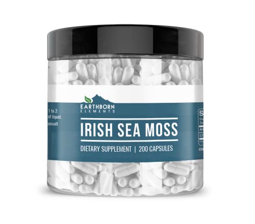 Earthborn Elements Irish Sea Moss 200 Capsules, Pure & Undiluted, No Additives