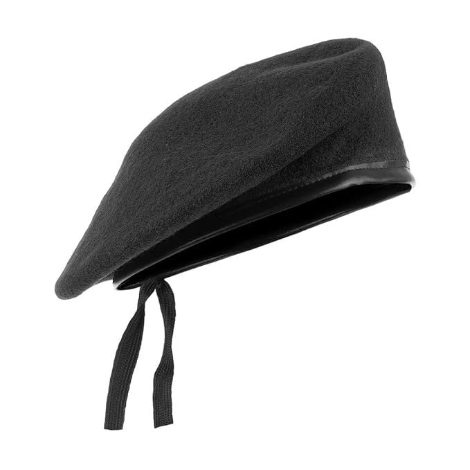 ecraftmart Unisex French Woolen Beret Cap, Traditional Rajputana Army Style Berets Hat for Men & Women (in, Alpha, Free Size, Black) - Image 2 thumbnail