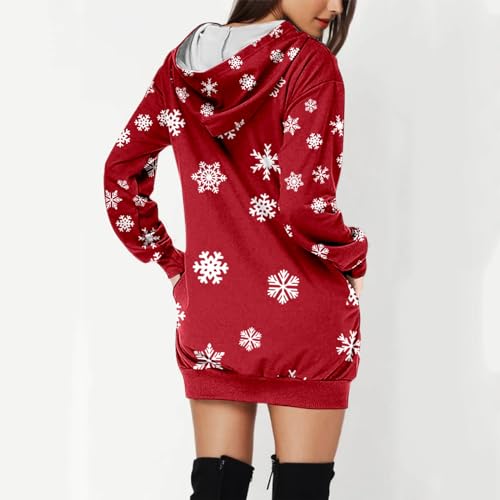 Robe à capuche manches longues imprimé Noël imprimé Merry Christmas midi - 2