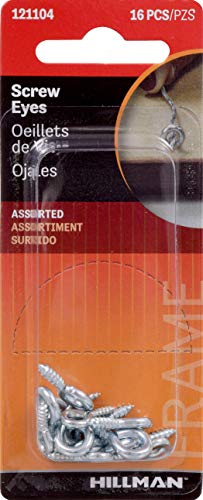 Image of Hillman 121104 Assorted Zinc Screw Eyes 16 Piece