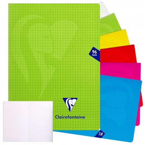 Clairefontaine 303742C Zeszyt zszywany Mimesys - 17x22 cm - 96 stron w kratkę - biały papier 90 g - okładka Polypro - kolor losowy