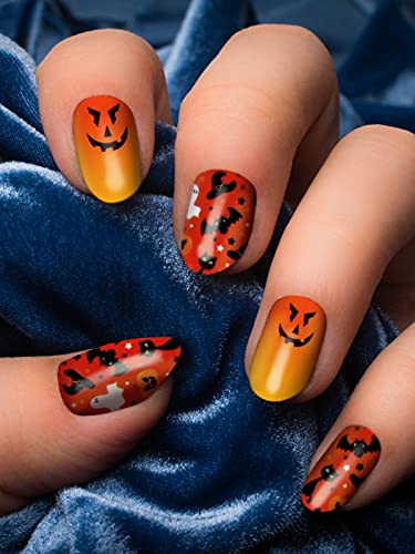 EBANKU 12 Blatt Halloween Nagelsticker, Full Wraps Nagellack Aufkleber, Nagelkunst Sticker, Selbstklebende Nagelfolie, Nail Art Aufkleber Mode DIY Dekoration Nagelsticker – Bild 3