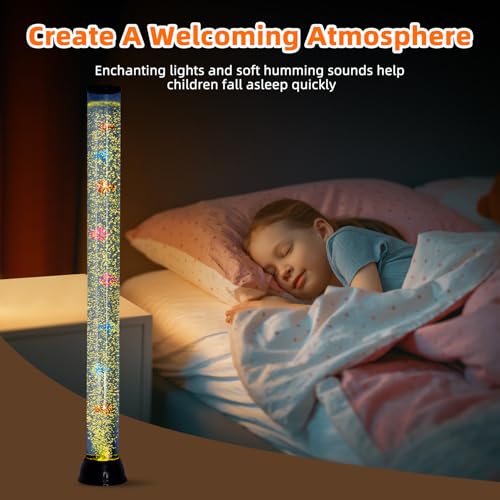 4FT Sensory LED Water Bubble Tube Lamp with 12 Fish and Color Changing Light Effects. Fantasy Bubble Fish Tube Relax for Autistic ADHD Children Alleviating Stress and Anxiety in Adults - Image 3