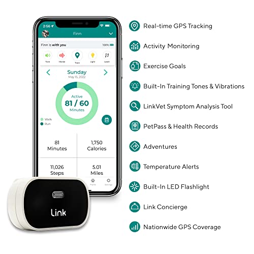 Link Gps Dog Tracker + Activity Monitor | Training Tools, Health Tracker, Waterproof, Flashlight, Lightweight, Petpass & Vet Record Storage, Fits On Most Collars | Iphone & Android Apps #TOP2