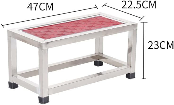 304 Stainless Platform Bench Industrial Ladder, Medical Step Stool, Non-Slip Pedal, 440Lbs Capacity, Suitable for Beauty Salon/Clinic/Hospital/Lab,Red s