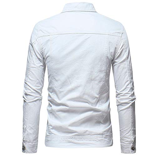 Jeans Cardigan Coat For Men Washed Long Sleeve Top Slim Fit Fall Jacket，Jean Jackets Vintage Western Style Texas Cowboy Workwear(White,3X-Large) #TOP5