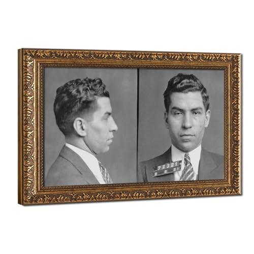 Impression sur toile Lucky Luciano Mugshot pour habiller un grand mur de bureau