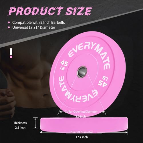 Image of EVERYMATE Change Weight Plates 1.25LB 2.5LB 5LB Set Fractional Olympic Bumper Plates for Cross Training Steel Insert Strength Training