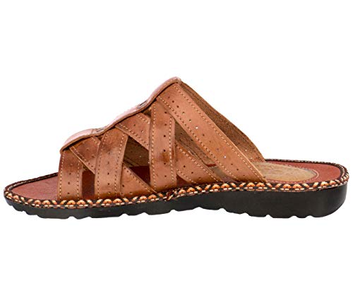 Cowboy Professional Mens 130 Cognac Authentic Mexican Huarache Sandals Real Leather Slides2