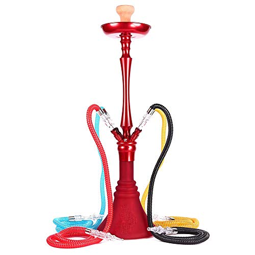 Shisha Set 4 Schlauch Rohr Shisha, Glas rot Shisha Set Geeignet für Familien, Hotels, Bars und Clubs