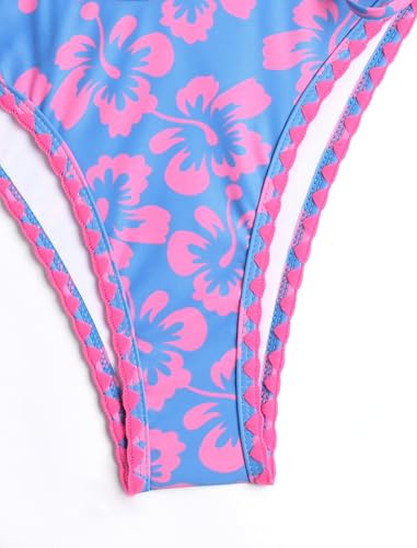 Image of ZAFUL Women's Bandeau Bikini O Ring Strapless Tie Back High Cut Two Piece Swimsuit Bathing Suits