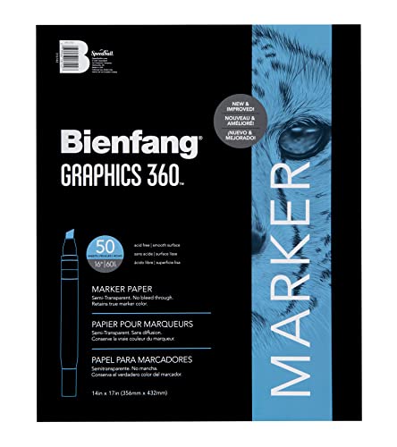 Bienfang Graphics 360 Marker Paper Pad, 14-Inch by 17-Inch, 50 Sheets