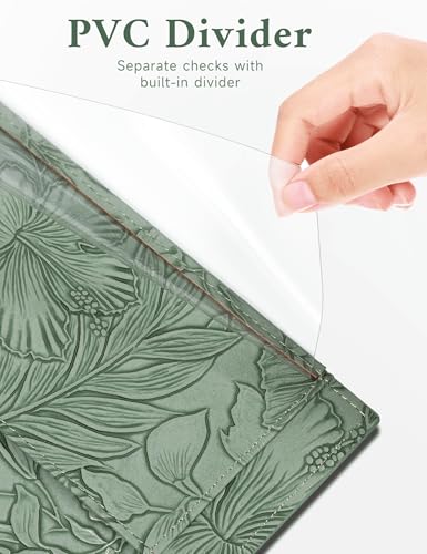 Image of Zreal Checkbook Cover for Men & Women Snakeskin Pattern, Green, 7.0 x 3.5 x 0.35 inches, Minimalist