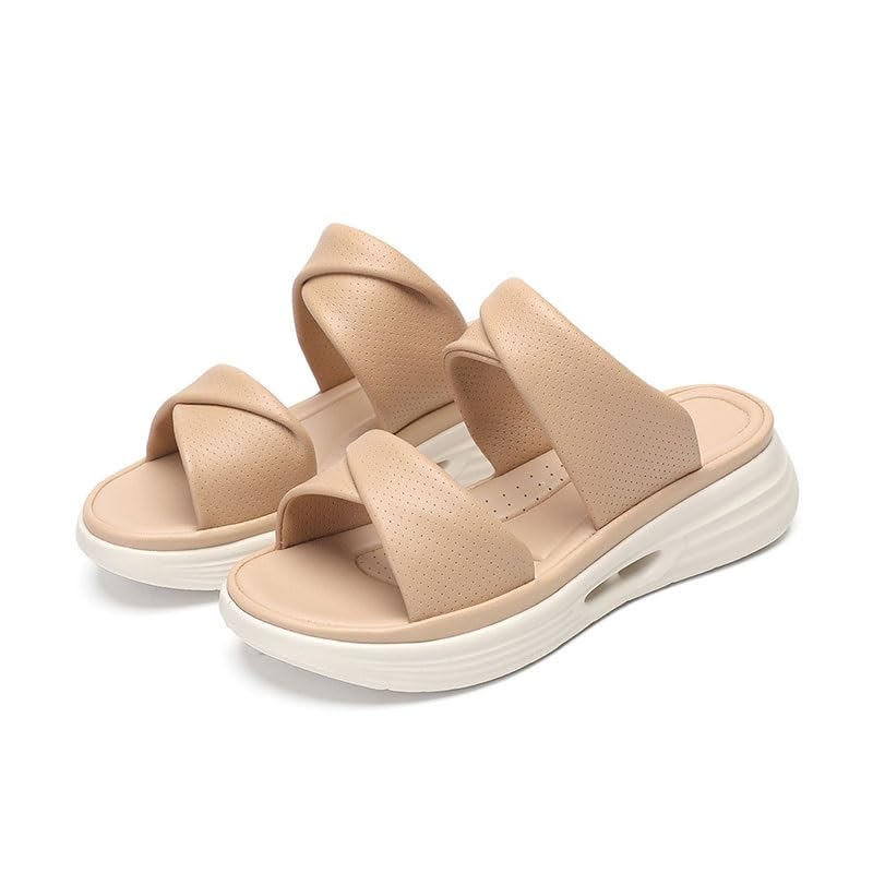 Women's Fashion Sandals Sandals Outdoor Wear Casual Versatile Sandals for Travel Vacations Casual outings(Apricot,39)2