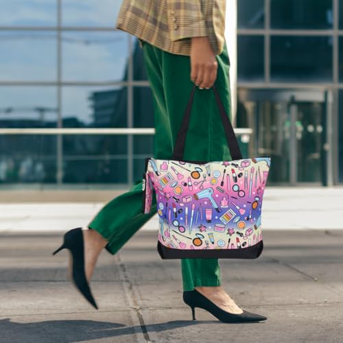 Image of NGIL Medium Top Zipper Closure Canvas Tote Bag with Attached Matching Coin Purse For Moms and Nurses