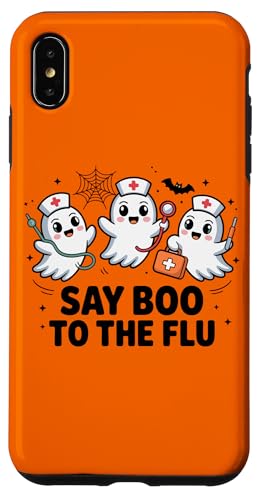 Say Boo to the Flu Halloween Nurse Ghost Spooky Costume Case for iPhone XS Max