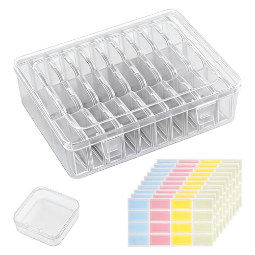 30 Piezas Mini Cajas Plastico Para Tocador, 5,5x5,5x2 cm Cajitas Plastico Pequeñas Transparentes, Cajitas Pequeñas, con Tapa Y 10 Etiquetas, para Cuentas, Botones, Semillas y Joyas
