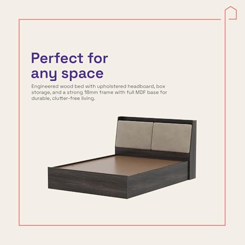 Image of Wakefit Bed | 3 Yr Warranty | Bed Queen Size, Storage Box & Foam-Cushioned Upholstery Headboard, Density: 680-750 kg /m, Termite & Borer Resistant, Fits Mattresses Up to 8 Inches (Mars 78 x 60 - WM)