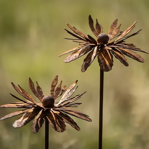 2er Set Rost Deko für Garten Cortenstahl Gartenstecker Metall Blume...